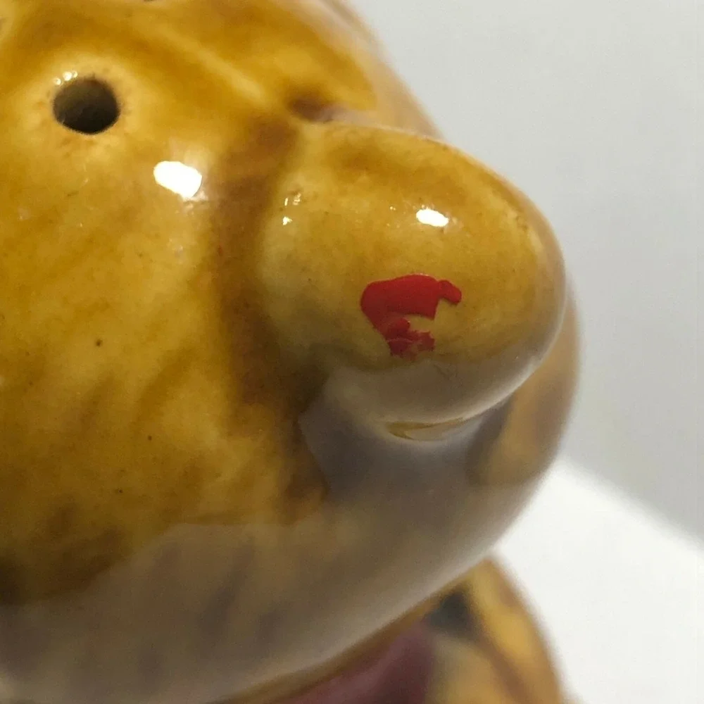 VTG Ceramic Teddy Bear Salt and Pepper Shakers Set - Brown Bears with Red Bows